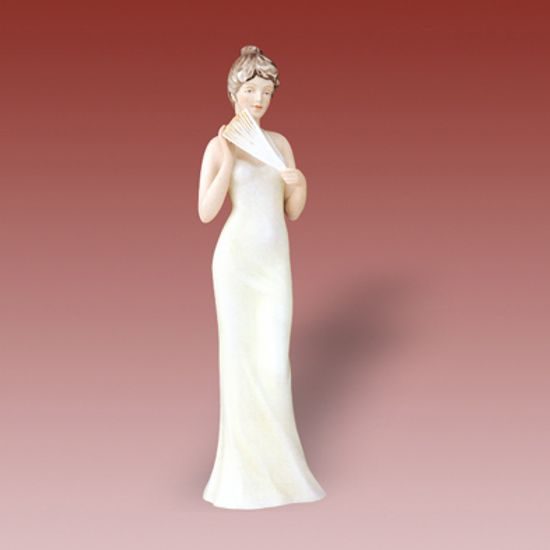 Lady with a fan 7 x 6 x 22 cm, Porcelain Figures Duchcov