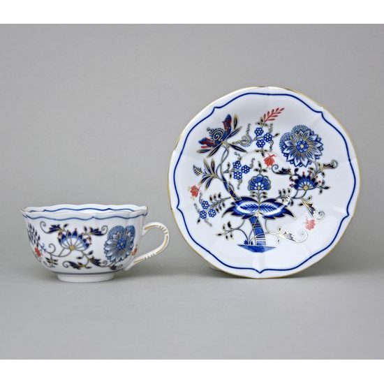 Šálek a podšálek C/1 + ZC1 (zrcadlový podšálek), 200 ml / 15,5 cm na čaj, rubínová červeň + zlato, Český porcelán a.s.