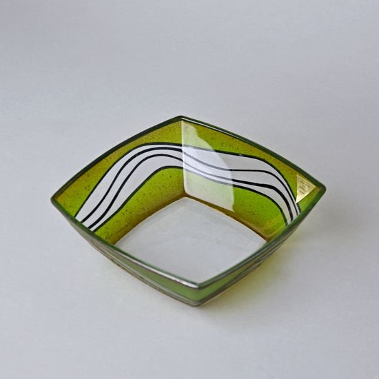 Studio Miracle: Miska zeleno-hnědá, 16 cm, ruční dekorace Vlasta Voborníková