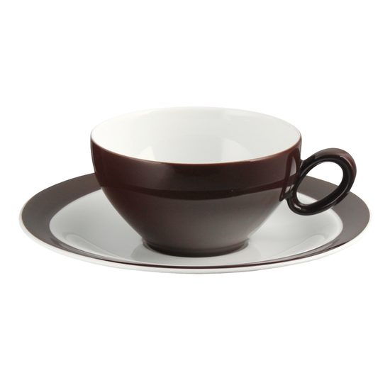 Tea cup and saucer, Trio 23602 Dark Chocolate, Seltmann Porcelain