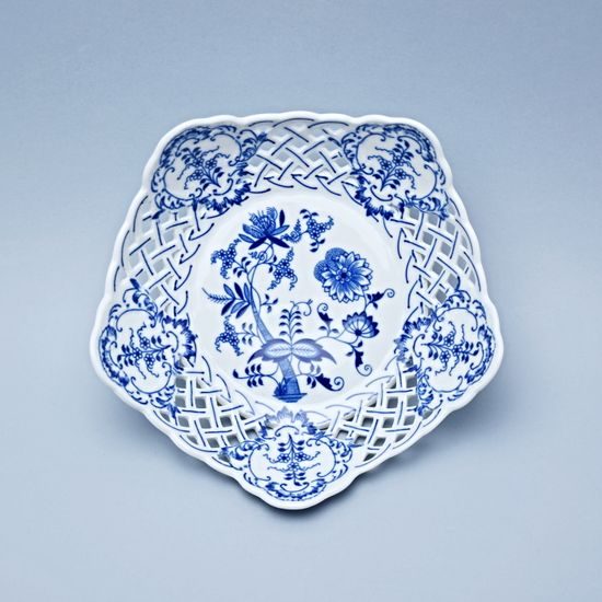 Dish pentagonal perforated 24 cm, Original Blue Onion Pattern