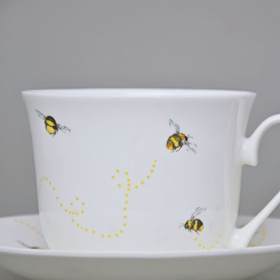 Bees: Cup 420 ml plus saucer breakfast, Roy Kirkham fien bone china