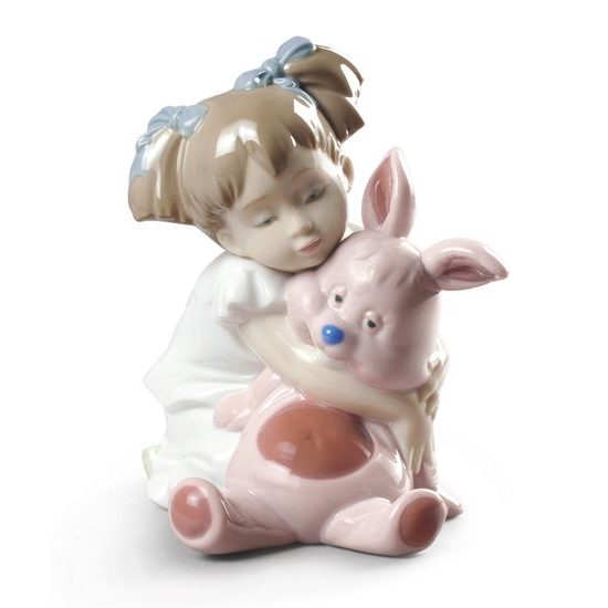 A Girl With A Hare, 13 x 12,5 x 12 cm, NAO Porcelain Figures