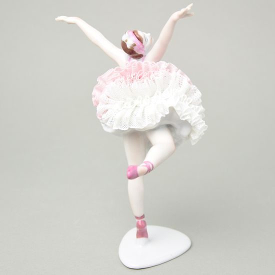 Ballerina with lace 18 x 12 x 23 cm, Kurt Steiner, Porcelain Figures Unterweissbacher