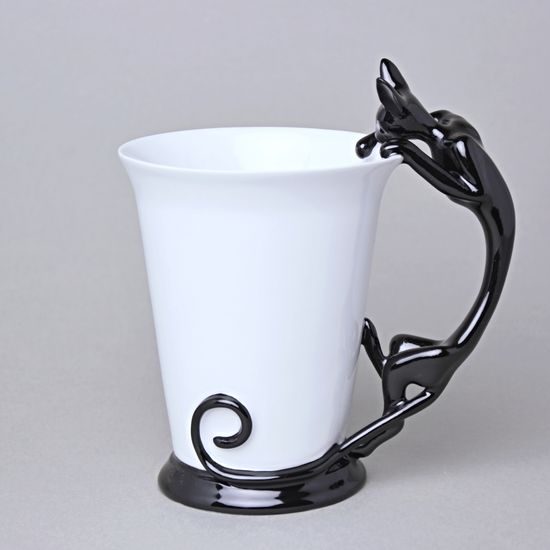 Mug Sphinx with a Cat, 400 ml, Black, Goldfinger porcelain