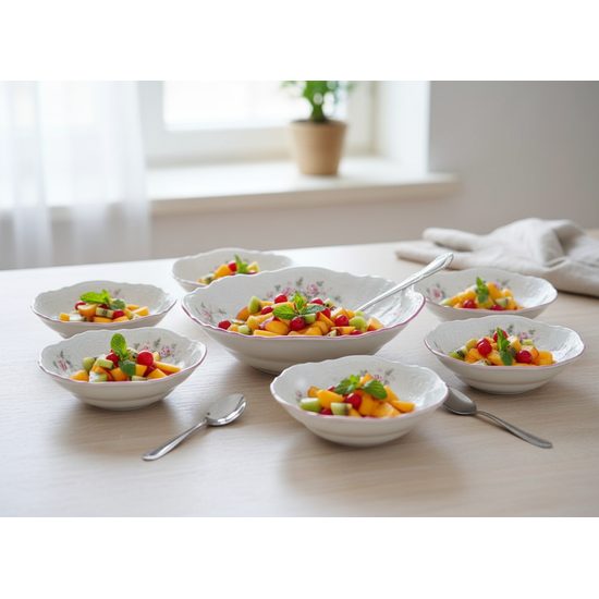 Pink line: Compot set big, Thun 1794 Carlsbad porcelain, BERNADOTTE roses