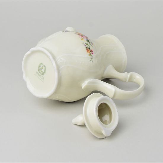 Coffee pot 0,7 l, Thun 1794 Carlsbad porcelain, BERNADOTTE ivory + flowers