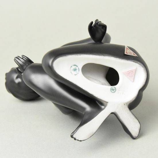 Lady With A Bird 18,5 x 12 x 12 cm, Black, Porcelain Figures Duchcov