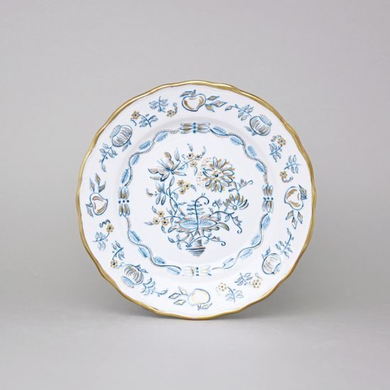 Elegance: Dessert Plate 19 cm, Gold + Petrol Blue, Hand-decorated by Vilém Janoušek, Český porcelán a.s