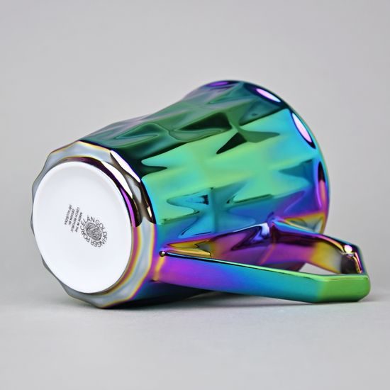 Hrnek Maxi Diamond Titanum, zeleno duhová a platina, 550 ml, porcelán Goldfinger