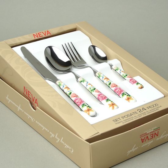 Sada příborů 24 dílná, BISTROT barevné růže 14022, NEVA