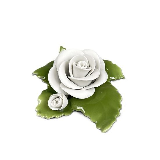 Růžička s malým poupátkem na stůl - bílá 7 x 7 x 4 cm, Porcelánové figurky Unterweissbacher