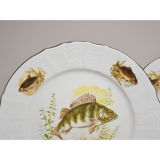 Plate dining 6 pcs. set, Thun 1794 Carlsbad porcelain, BERNADOTTE fishing
