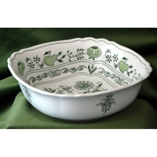 Salad bowl square 21 cm, Green Onion Pattern, Cesky porcelan a.s.