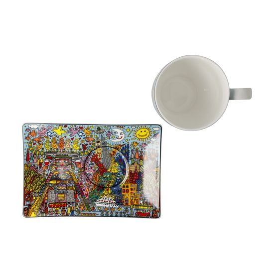 Cup and saucer James Rizzi - Remenber those Cool Coal Days, 400 ml / 19,5 cm, Fine Bone China, Goebel