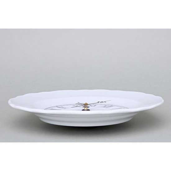Hodiny plné 24 cm se strojkem, bílé, Český porcelán a.s.