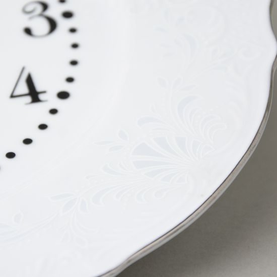 Hodiny nástěnné 27 cm, Thun 1794, karlovarský porcelán, BERNADOTTE mráz, platinová linka