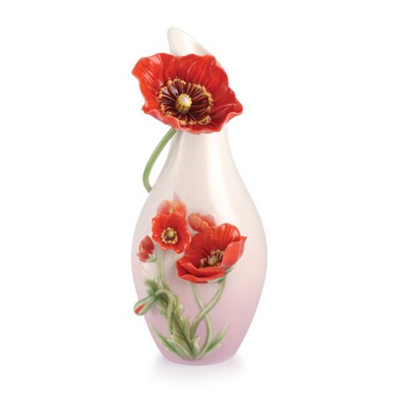 Glamorous Blossom - Red poppy vase 30,5 cm, FRANZ Porcelain