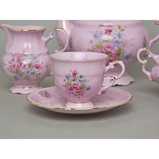 Coffee set for 6 pers., Leander, rose china
