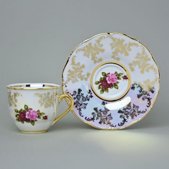 Cup 90 ml espresso + saucer 120 mm, 2 pcs. + gift box, Cecily roses, Carlsbad