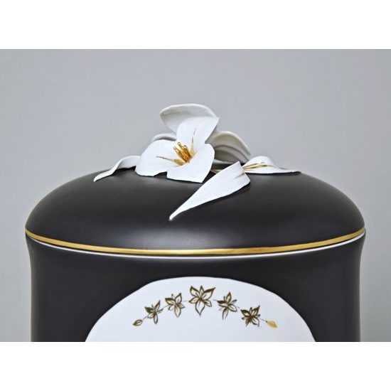 Pouzdro na urnu 27 x 19,5 cm, Černý fond + zlato, Porcelán Duchcov