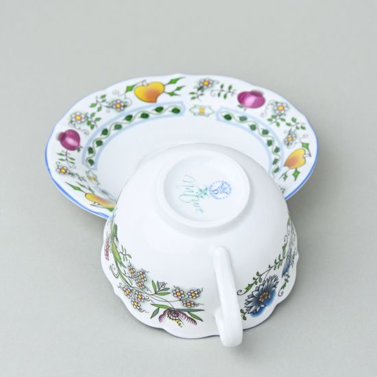 Cup and saucer mirror C/1 plus ZC1 0,20 l / 15,5 cm for tea, COLOURED ONION PATTERN