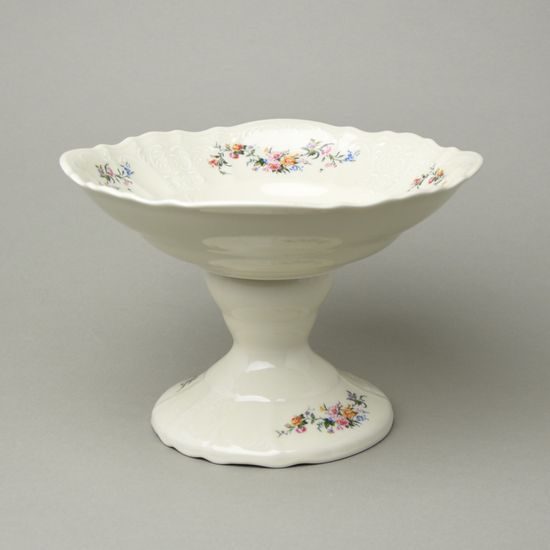 Mísa hluboká 25 cm na noze, Thun 1794, karlovarský porcelán, BERNADOTTE ivory + kytičky