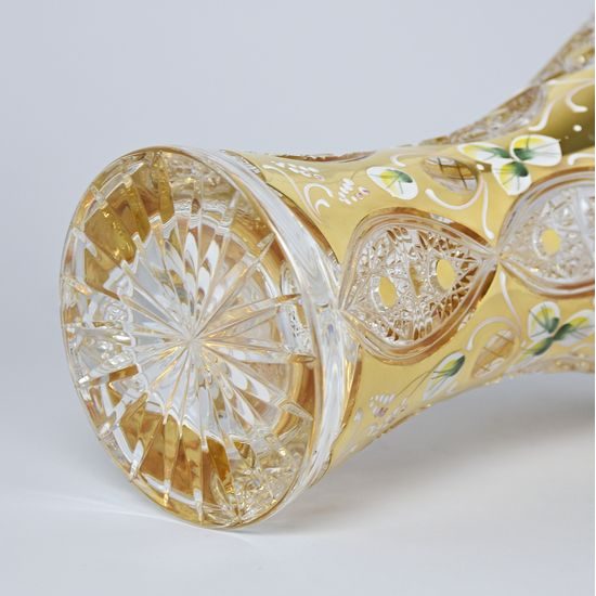 Cut Crystal Vase, 250 mm, Gold + Enamel, Jahami Bohemia