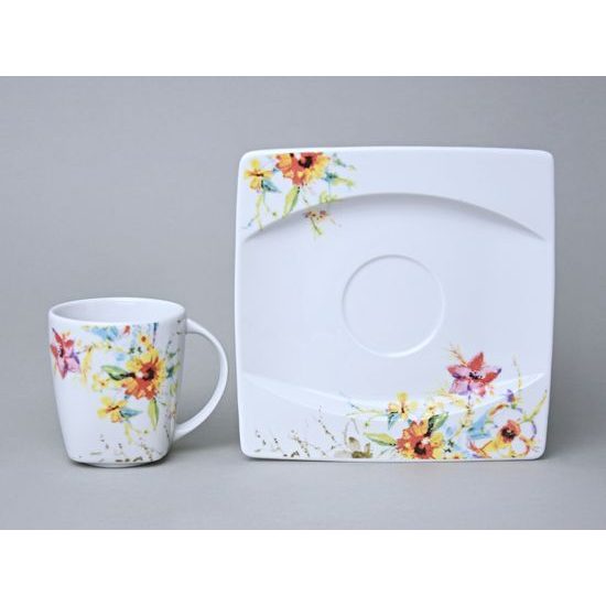 Cup 150 ml and saucer 15,5 cm square, Thun 1794, Carlsbad Porcelain, EYE 30308