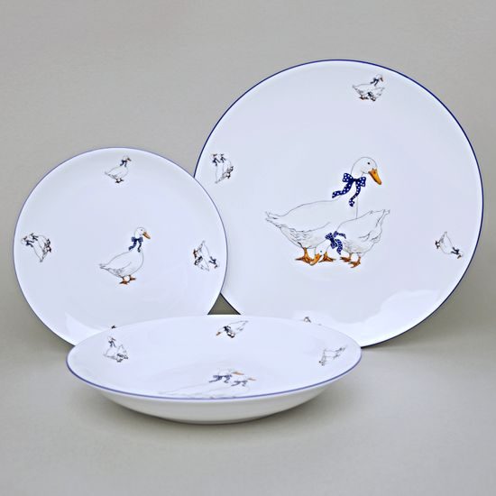 Coups Goose, Plate set for 4 pers. 26-23-19, Thun 1794, karlovarský porcelán