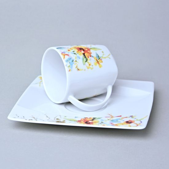 Cup 150 ml and saucer 15,5 cm square, Thun 1794, Carlsbad Porcelain, EYE 30308