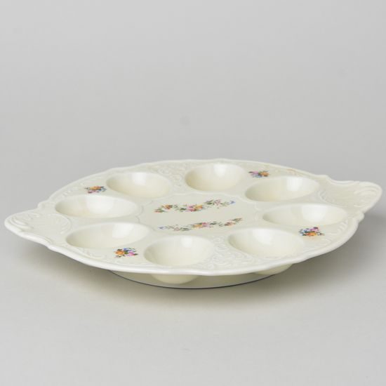 Egg platter 25 cm (8 eggs), Thun 1794 Carlsbad porcelain, BERNADOTTE ivory + kytičky