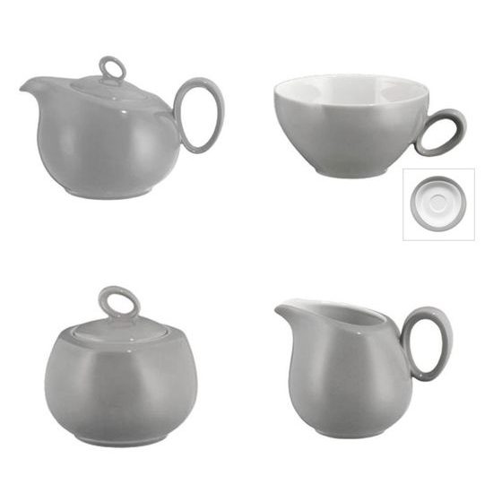 Tea set for 6 persons (15 Pcs), Trio 23613 Stone Grey, Seltmann Porcelain