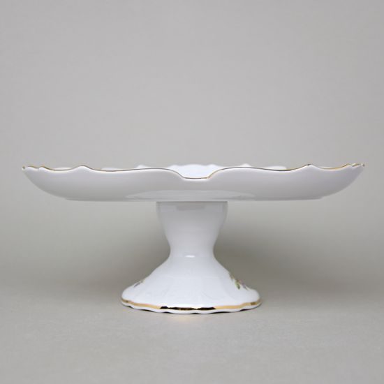Platter triangular 27 cm footed, Thun 1794 Carlsbad Porcelain, BERNADOTTE Meissen Rose