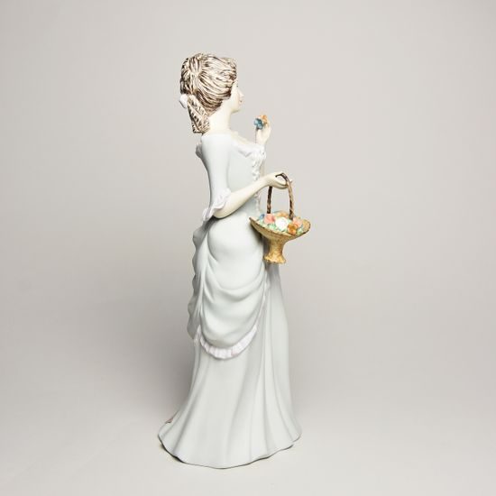 Lady with basket 10 x 11 x 28 cm, Pastel, Porcelain Figures Duchcov