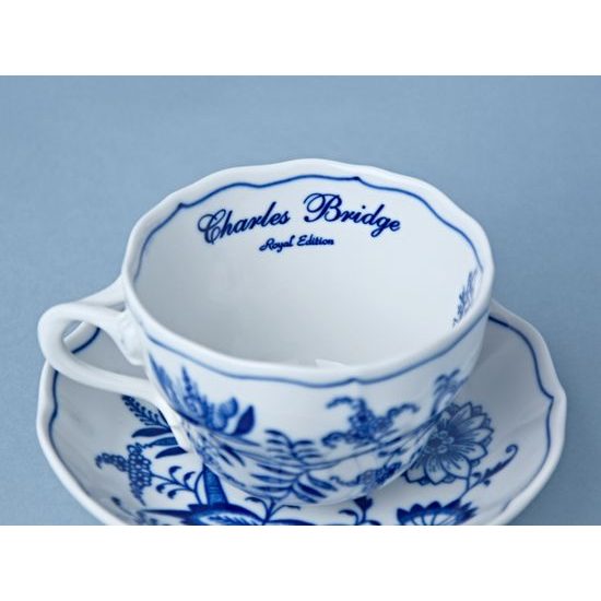 Cup + saucer B 210 ml / 14 cm, Prague Charles Bridge, Original Blue Onion pattern