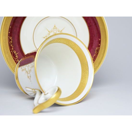 Cup and Saucer Johan, Prague 1837, 180 ml, Gold Etching, Hand-painted by Roman Široký, Haas a Czjzek Porcelain