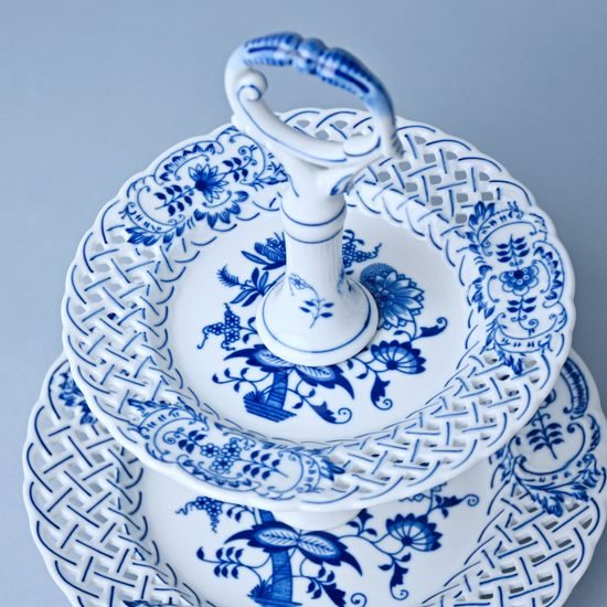 2-compartment dish perforated, 18 + 24 cm, Original Blue Onion Pattern