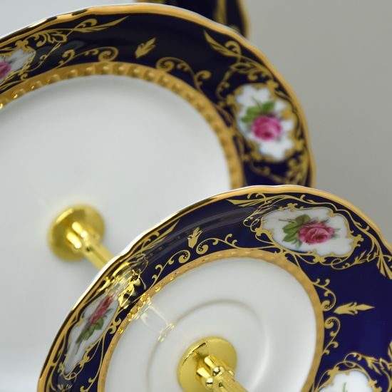 440: Cake stand 3 pcs. 34 cm, cobalt + rose, Leander Loučky