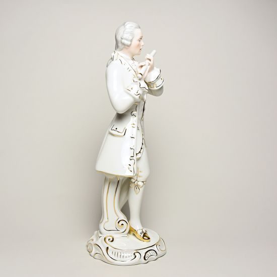 Gentleman rococo 13 x 13 x 33 cm, White + Gold, Porcelain Figures Duchcov