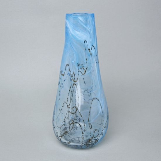 Váza tvarovaná 33 cm, hutní sklo, ruční práce, Vendula Zámečníková