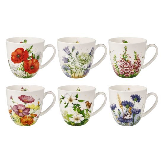 Set of 6 floral cups 500ml, Fine Bone China, Goebel