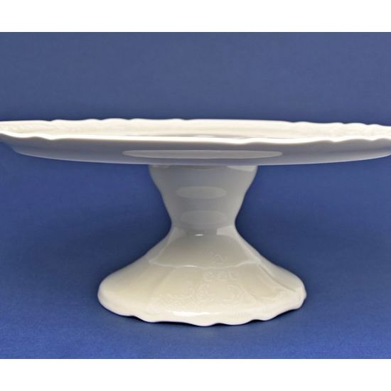 Cake plate on stand 32 cm, Thun 1794 Carlsbad porcelain, BERNADOTTE ivory