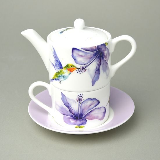 Hummingbird: Tea for one set, english fine bone china, Roy Kirkham