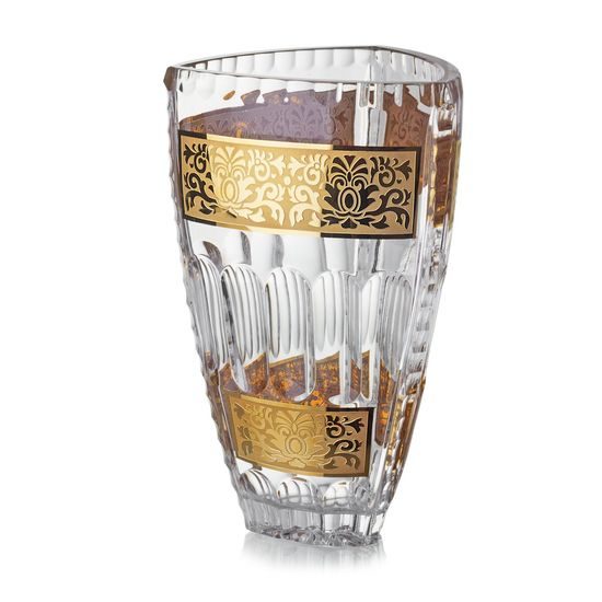 Crystal Vase "Triangle" Romantic, v: 255 mm, Gold, Ales Zverina - AZ Design