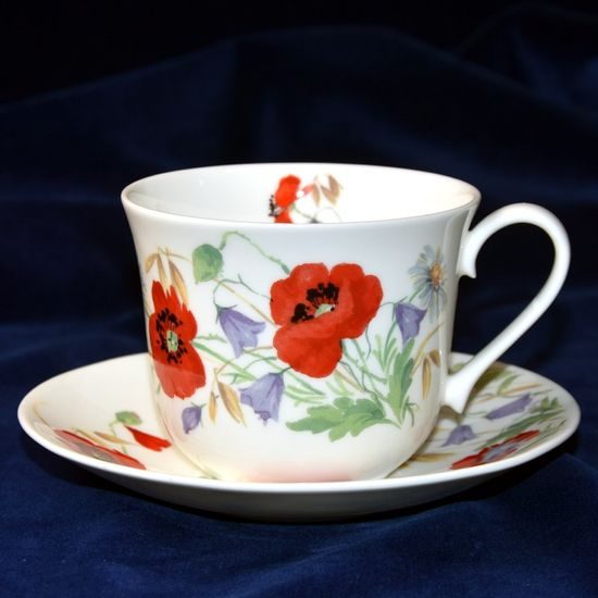 English Meadow: Cup 420 ml and Saucer breakfast, Roy Kirkham, English Fine Bone China