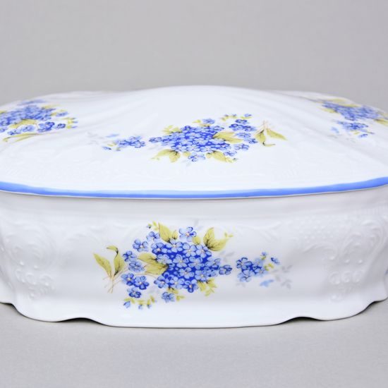 Biscuit Dose 2,1 l, Thun 1794, Carlsbad Porcelain, BERNADOTTE Forget-me-not-flower