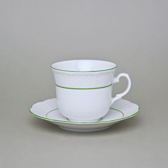 7047703: Cup tall 150 ml, Thun 1794, karlovarský porcelán, NATÁLIE light green lines