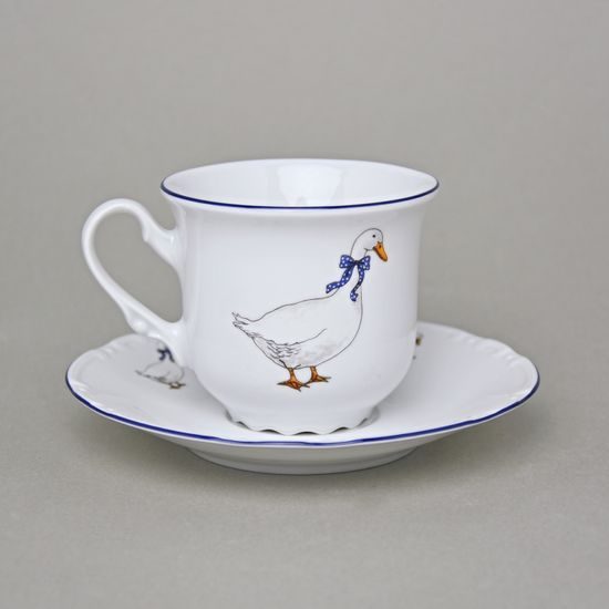 Cup 210 ml + saucer 155 mm, Constance, Geese, Thun 1794, Carlsbad Porcelain