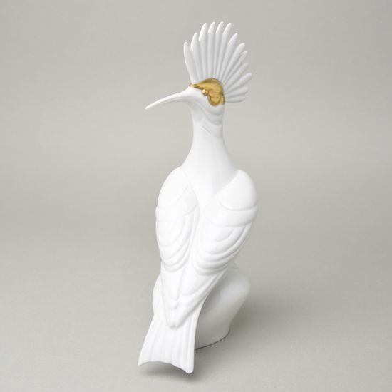 Dudek 28 cm, Bílá + zlato, Porcelánové figurky Duchcov